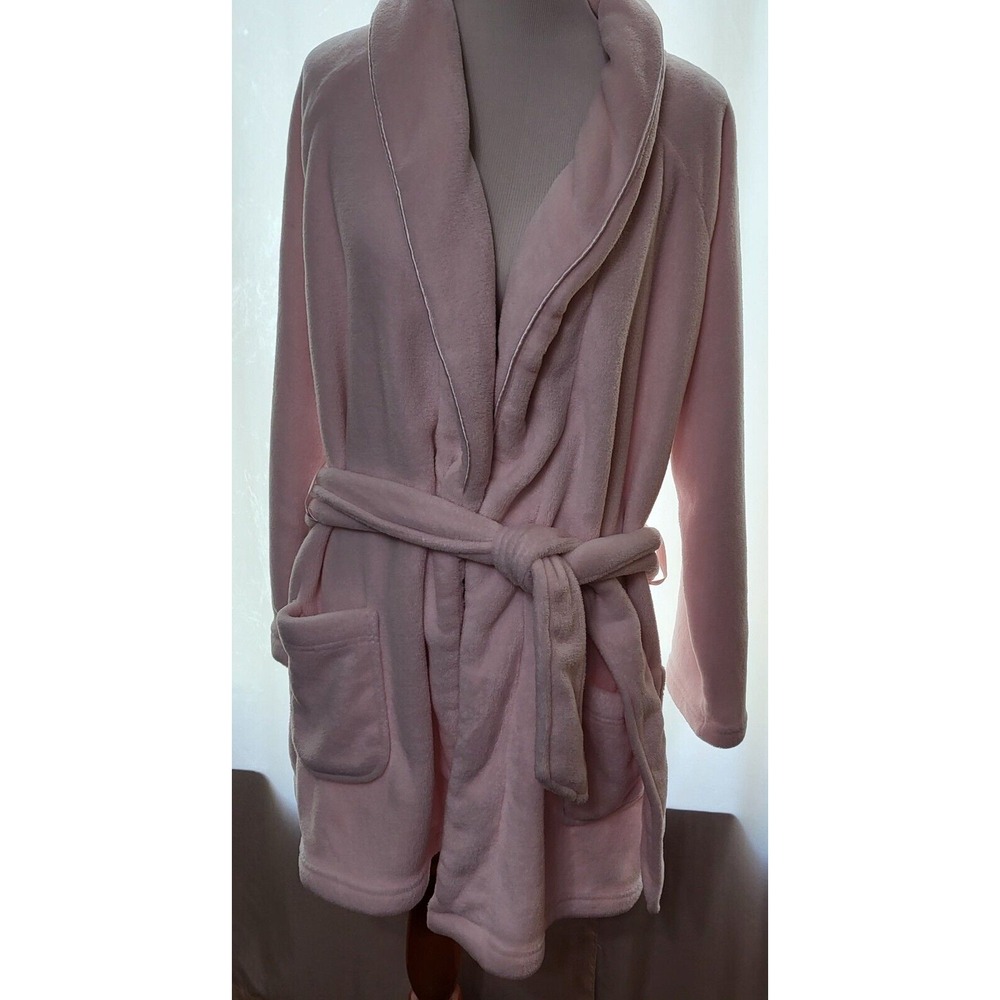 Victoria's Secret Women's Size M/L Embroidered Logo Plush Pink Short Bath Robe